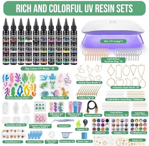All-Inclusive Keychain Making Kit, 30-Color UV Resin,DIY Craft Decor - Image 2