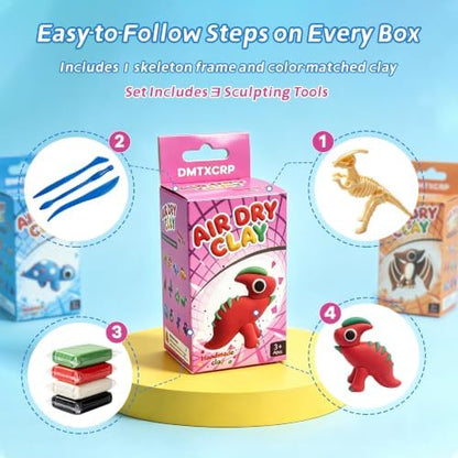 DMTXCRP Air Dry Clay Dinosaur Kit for Kids, 12 Dino Skeleton Craft Set - Image 4