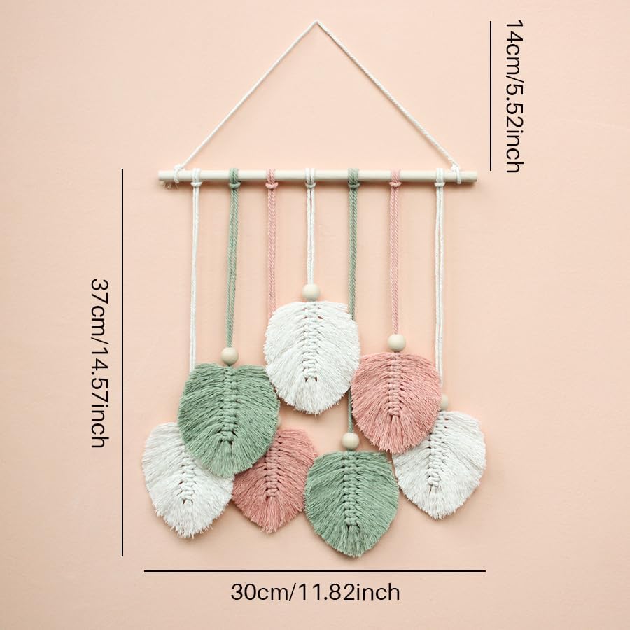 BUFANTL DIY Macrame Leaf Wall Hanging Kit for Beginners, Boho Woven Tapestry Craft Kit with Macrame Cord, Wooden Beads & Printed Instructions, Home Decor Macrame Kit for Adults - Image 5