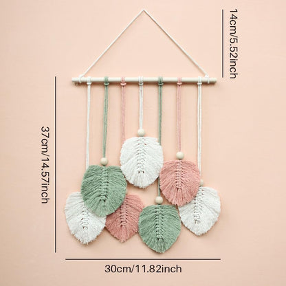 BUFANTL DIY Macrame Leaf Wall Hanging Kit for Beginners, Boho Woven Tapestry Craft Kit with Macrame Cord, Wooden Beads & Printed Instructions, Home Decor Macrame Kit for Adults - Image 5