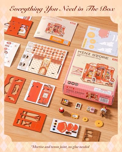 Rolife DIY Miniature House Kit 1:32 Chocolate Shop Diorama Dollhouse Tiny House Model Building Set, Hobby Crafts for Adults Gifts for Him Her - Image 6