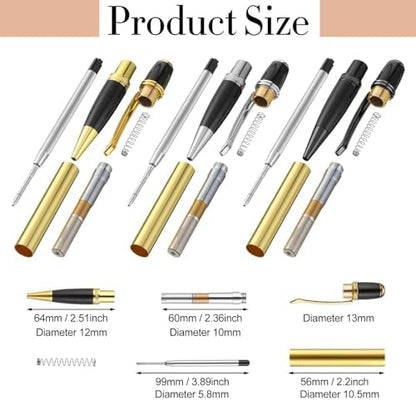Colarr 12 Pack Woodturning Pen Kit Twist Ballpoint Pen Kit, Mix Colors - Image 3