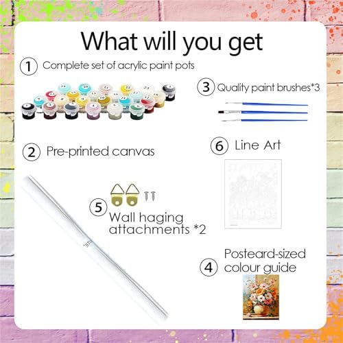 Flower Paint by Numbers Kit for Adults,Wild Daisy Adult Painting by Numbers for Beginner on Canvas,DIY Painting Kits for Home Wall Decor,Gifts (Flower5) - Image 4
