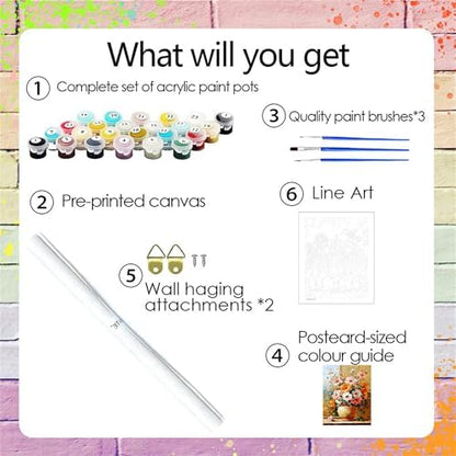 Flower Paint by Numbers Kit for Adults,Wild Daisy Adult Painting by Numbers for Beginner on Canvas,DIY Painting Kits for Home Wall Decor,Gifts (Flower5) - Image 4