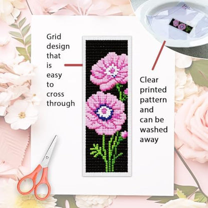 ORIGACH 6 Set Anemone Flower Cross Stitch Bookmark Kit for Beginner - Image 3