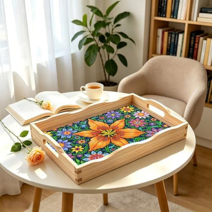 DIY Diamond Painting Wooden Serving Tray Kit, Adult Craft Gem Art Tray with Handles, Multipurpose Fruit Snack Platter for After-Work Chat & Home Decor (Flower, 7.8×11.8in) - Image 7