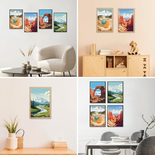 4 Pack Paint by Numbers Kit for Adults with Frame, National Parks Landscape DIY Painting Kit for Beginners, Mountain & Canyon Scenic Canvas Paint by Number Set for Nature Wall Decor, 8x12 Inch - Image 7