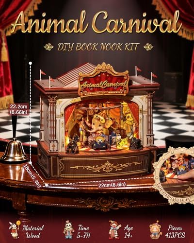 CUTEBEE 3D Wooden Puzzles with Music Box,Miniature House Kit, 413 Pcs - Image 2