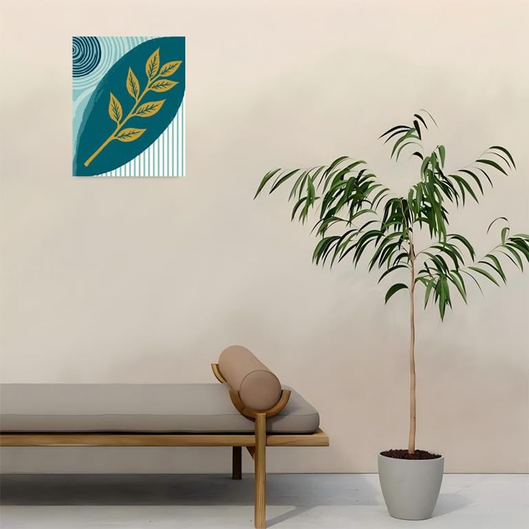 Botanical Paint By Numbers Kit For Adults - Diy Teal Leaf Branch Painting On Canvas 16X20 In, Acrylic Paint Set, Suitable For Beginners, Wall Art Decor Art For Home Decoration Or Gifts, Unframed - Image 4