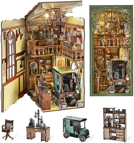 MiniCity Book Nook Kit, DIY Miniature Dollhouse Book Nook Kit with Dust Cover and LED Light-The Radium Lady by MiniCity