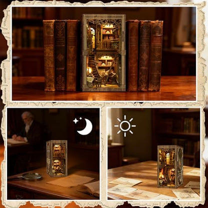 YSWOOD WORLD Book Nook Kit, DIY Miniature House 3D Wooden Puzzle for Adults - Image 5