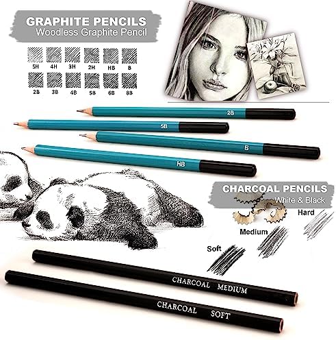 KALOUR 106 Coloring Sketching Kit Set - Art Supplies with Sketchbook & Watercolor Paper - Include Drawing Tutorial, Watercolor,Colored,Metallic,Fluorescent,Sketch Pencils - for Artists beginner - Image 3