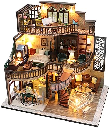 Lannso DIY Dollhouse Miniature Kit, Doll House Kit with Dust Proof Cover and Music Box, Mini Wooden Dollhouse Toys for Adult Gift(M2132) by MiniatureDollhouses