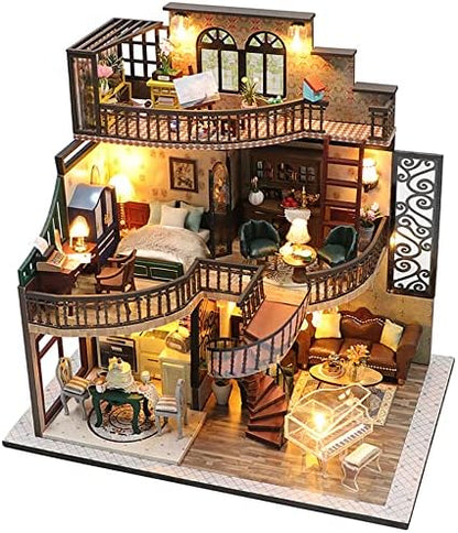 Lannso DIY Dollhouse Miniature Kit, Doll House Kit with Dust Proof Cover and Music Box, Mini Wooden Dollhouse Toys for Adult Gift(M2132) by MiniatureDollhouses