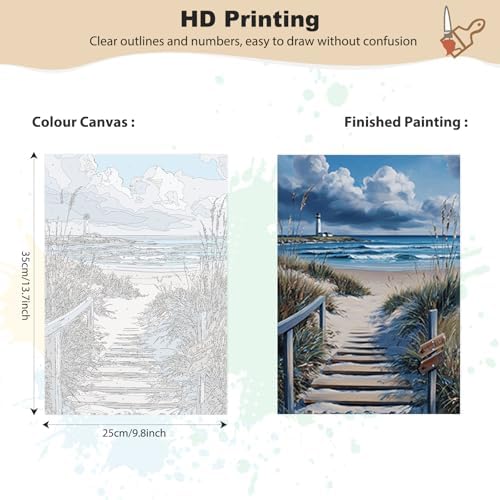EOBROMD Framed Paint by Numbers Kits for Adults with Wooden Easel, Landscape Seaside DIY Paint by Numbers for Adults Beginner, Painting on Stretched Canvas, Home Decor Gift 10x14 Inch - Image 2