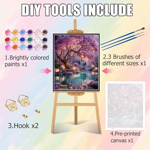 Dream Tree Paint by Numbers Kits for Adults,Paint by Number Adult 16x20inch - Image 5