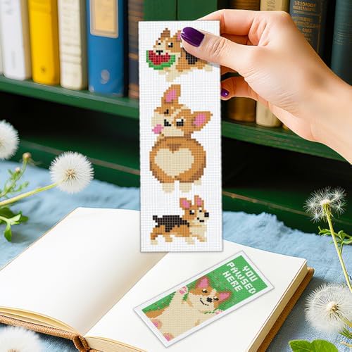ORIGACH 6 Set Cute Dog & Book Cross Stitch Bookmark Kit for Beginner - Image 5