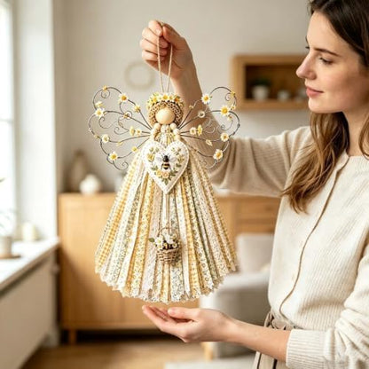 Angel Fabric Hanging DIY Kit, Macrame Wall Weaving Craft - Image 3