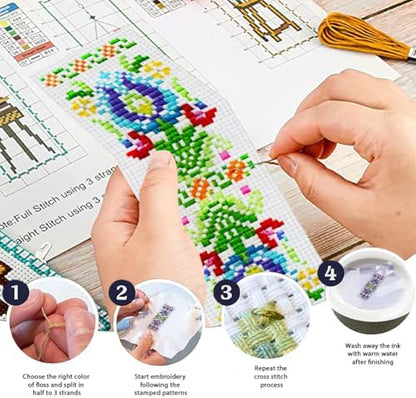 ORIGACH 6 Set Colorful Vyshyvanka Style Cross Stitch Bookmark Kit - Image 4