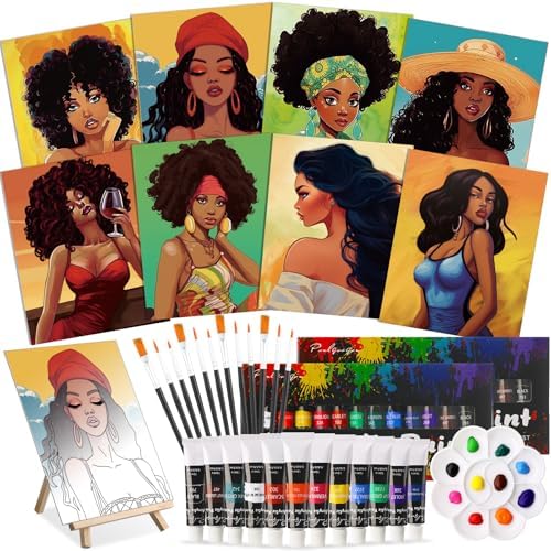 Cholemy 36 Pcs Paint and Sip Kit Gift for Adults 8''x10'',Fashion Women by Cholemy