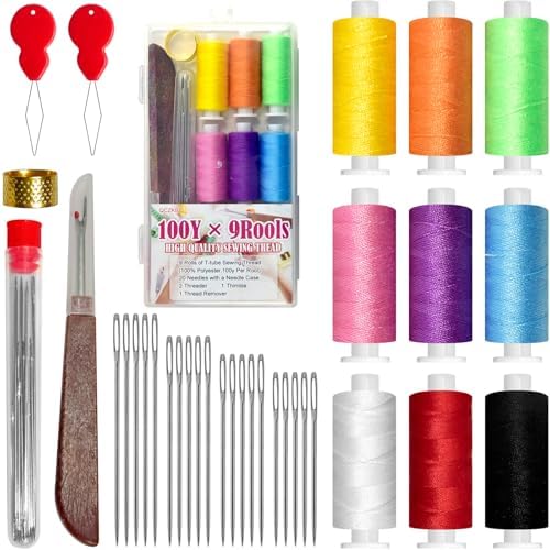 QCZKB 40 Pcs Steel Needles Sewing kit for Hand Sewing, with 25 Stainless Big Eye Steel Sewing Needles kit by QCZKB