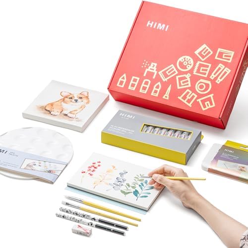 HIMI Watercolor Paint Set, – Complete 24 Colors Watercolor Tube, 12 Colors Metallic Watercolor Paint, Brushes, Watercolor Pad, Palette, Foldable Frame - Image 3
