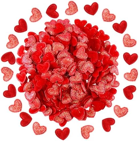 Tatuo 300 Pcs Valentine's Day Felt Hearts Decoration Glitter Felt Hearts Confetti Mini Heart Shapes Decorative Confetti for DIY Crafts Valentines Wedding Party Decor(Red) by Tatuo