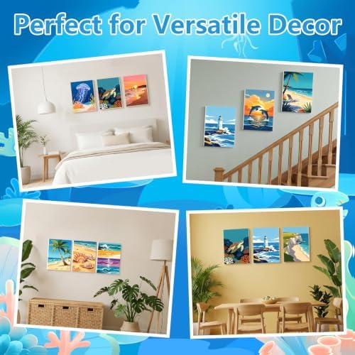 12 Set Paint by Numbers Kit for Adults Beginner with 8x12 In Ocean Painting - Image 7