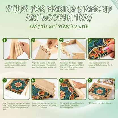 DOTSOS Diamond Painting Kits for Adults Wooden Serving Trays with Handles - Image 3