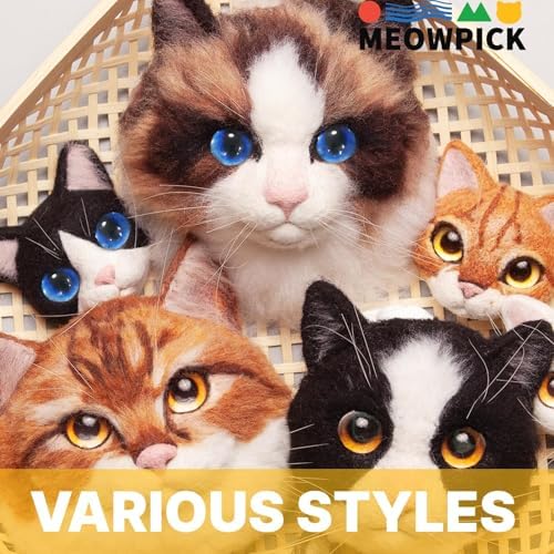 MeowPick Needle Felting Kit with Cat Head Mold, Animals Needle Felting Set, DIY Wool Felt Materials Set with Felting Tool and Instruction for Quick Needle Felting Craft (American Shorthair) - Image 5