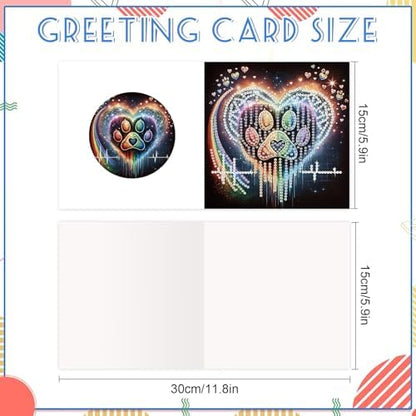 6 Pack Diamond Painting Greeting Cards with Envelopes, DIY 5D Diamond Art Card Kit Colorful Artistic Paw Designs, 30x15cm Handmade Rhinestone Cards Crafts for Pet Lovers and Creative Greetings - Image 2