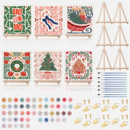YooNotee 6 Pack Christmas Paint by Numbers Kit for Adults Nordic Winter Theme Canvas Painting Set 8 x 8 Inch with Acrylic Paints Brushes Easels, Holiday DIY Art Craft by Unknown
