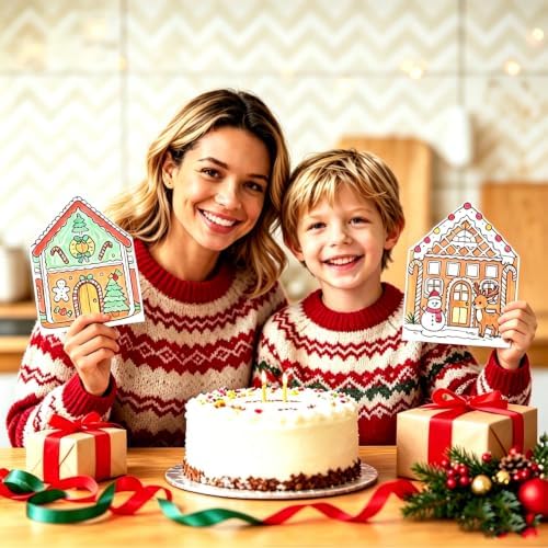 VYRANA Christmas DIY Coloring Greeting Cards, 20Pcs Holiday Blank Art Paper Cards for Kids Adults, Festive Xmas Party Craft Supplies, Gift Ideas for Mom, Friends, Thank You & Greeting Card Collection - Image 6
