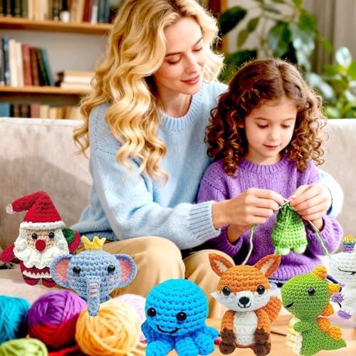 6PCS Crochet Kit for Beginners, Beginners Knitting Kit for Adults, Cute Animals Complete Starter Kit with Step-by-Step Video Tutorials and Instructions, Christmas Gifts for Adults and Friends - Image 2