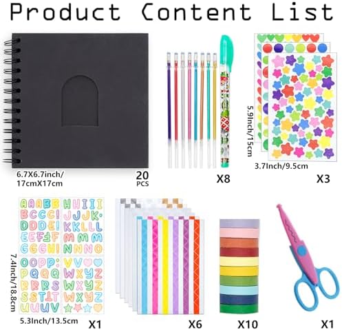 Kid Scrapbook DIY Photo Album Hard Cover Scrapbook Kit for Kids Instant Camera Print Paper with DIY Accessories (Black) - Image 2