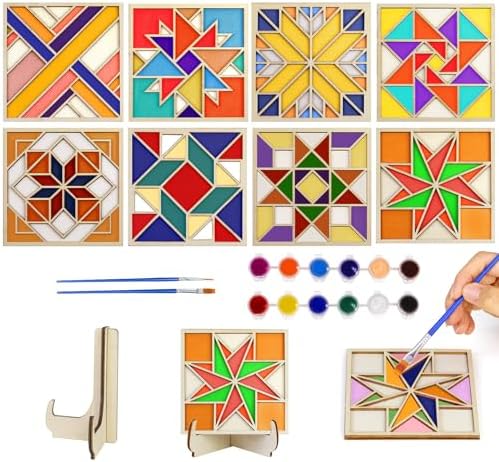 CollectHall Wooden Coasters Painting Kit with Wood Stand by CollectHall