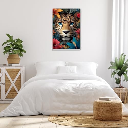 Bowetile Framed Paint by Numbers Cheetah Kit for Adults, Adults' Paint-by-Number Kits on Canvas, Painting by Numbers Flowers, Acrylic Number Painting Gifts for Home Wall Decor, 8x12in - Image 4