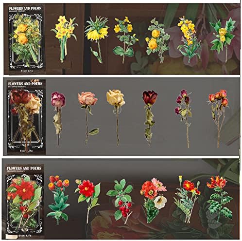 BLEDS 141 PCS Scrapbook Stickers Supplies, 120 PCS Nature Flower Self-Adhesive Stickers Plus 21PCS Big Size Scrapbooking Stickers Journaling Kit for Junk Journal Craft Card Making Decorative - Image 7