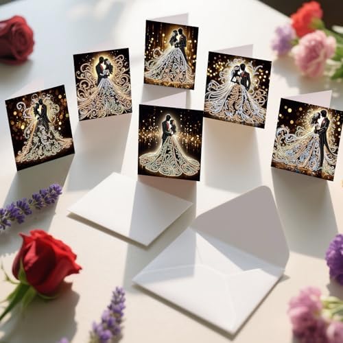jinglinhh 12pcs Diamond Art Painting Couples Greeting Cards with Envelopes, DIY Card Making Kits for Adults, Diamond Art Christmas Cards for Birthday Holiday Gifts - Image 7