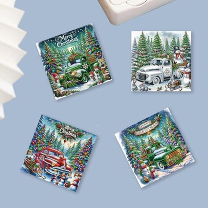 Diamond Art Christmas Cards Kit, 6PCS DIY Diamond Painting Christmas Cards with Envelopes, 5D Diamond Dot Greeting Cards for Adults, Xmas Card for Holiday Crafting Gifts (Christmas Car) - Image 5