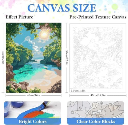 ZRIZQ Landscape Paint by Numbers Kit for Adults Beginner,Beach,16x20 - Image 2
