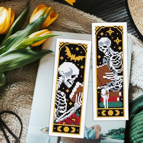 ORIGACH 6 Set Gothic Reading Skeleton Cross Stitch Bookmark Kit - Image 5