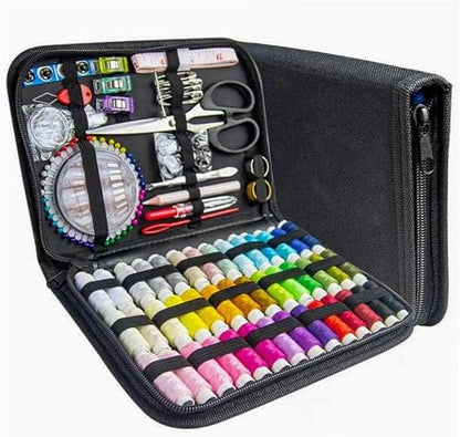 JUNING Sewing Kit with Black Case Portable Sewing Supplies for for Mom Grandma Women Men Teen Girls Boys Adults Beginner, Home Travel, Emergency, 42 Threads, Scissors, Needles, Measuring Tape and More by JUNING