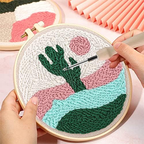 Anidaroel 3 Sets Punch Needle Kits - Beginner Adults Kit with Fabric, Hoops, Yarns and Sewing Needles - Image 5