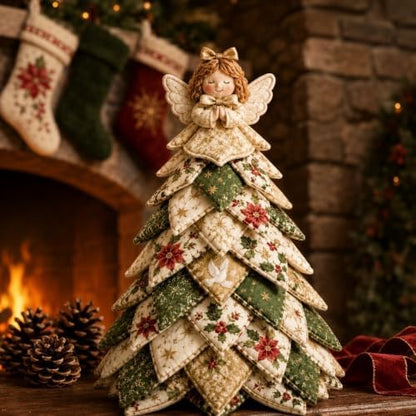 Quilted Christmas Tree Kit – Pre-Cut Fabric & Foam Cone DIY Tabletop Decoration with Tree Topper, No-Sew Holiday Craft Kit for Adults & Kids, Christmas Tree Decorations for Home, Party & Gifts (set9) - Image 6