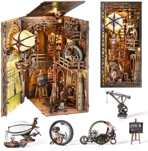 TOYQI Book Nook Kit for Adult, DIY Miniature Dollhouse Kit, Airship Model by TOYQI