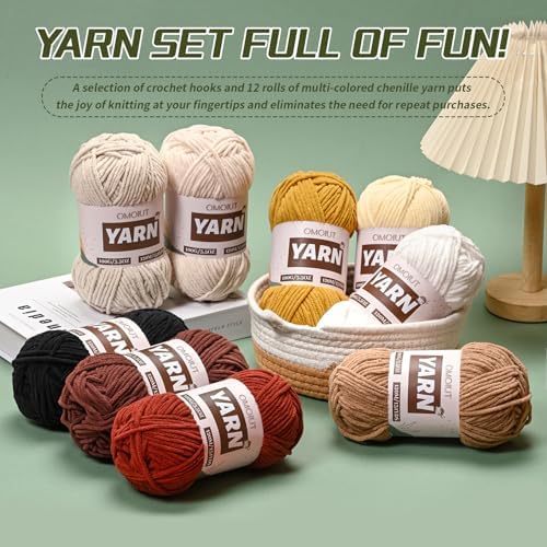 12 Pack 42.3oz/1572yds Bulky Multicolor Yarn Set, Plush Chenille Blanket Yarn for Crocheting, Fluffy Velvet Yarns for Crochet, Fuzzy Baby Yarns for Crocheting Soft, Crochet Amigurumi C - Image 3