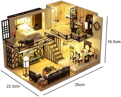 Miniature House Kit for Adult,Mini House Building Kit with, DIY Miniature Kit for Adults, Wooden Mini Dollhouse Kit for Birthday Christmas M033-B - Image 5