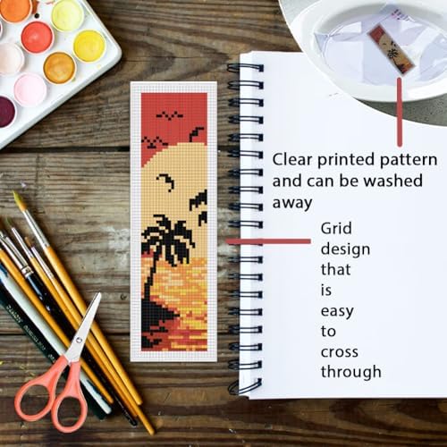 ORIGACH 6 Set Sunset Landscape Cross Stitch Bookmark Kit for Beginner - Image 3