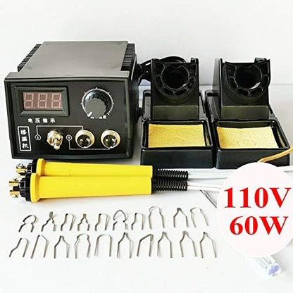 Wood Burning Kit 110V 60W Crafts Gourd Wood Burning Tools Multifunction Pyrography Machine Heating Kit Temperature Control Wood Burner Tool 20 Tips (Dual Port+Digital Display, Black) - Image 7